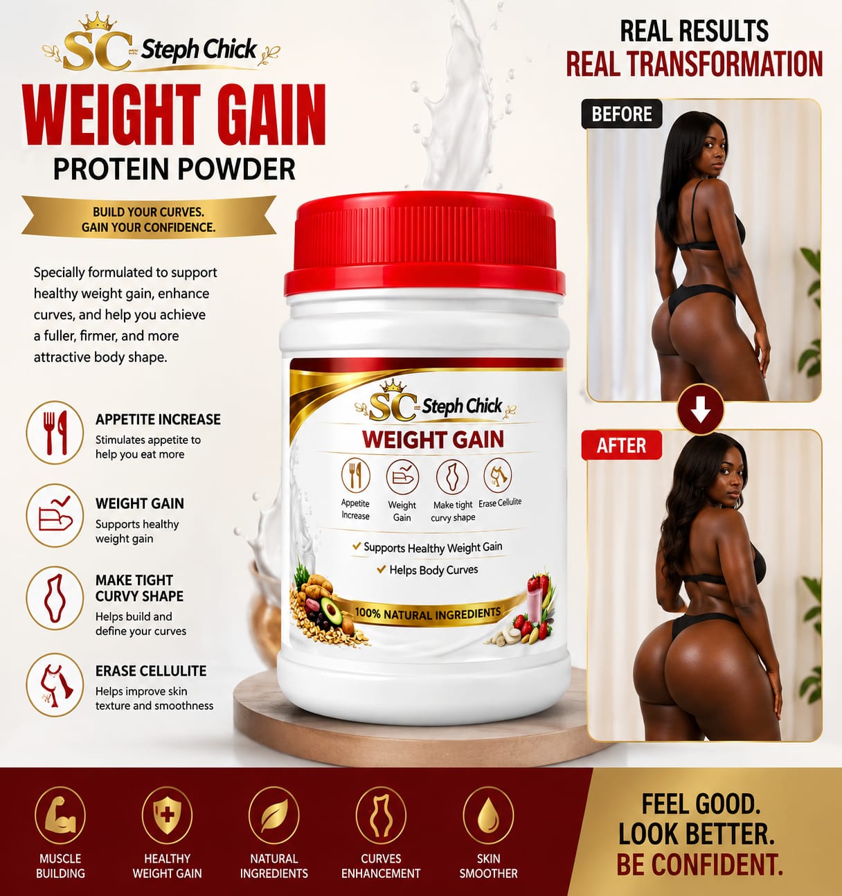 Steph Chick Weight Gain Protein Powder - Premium Daily Nutrition Supplement