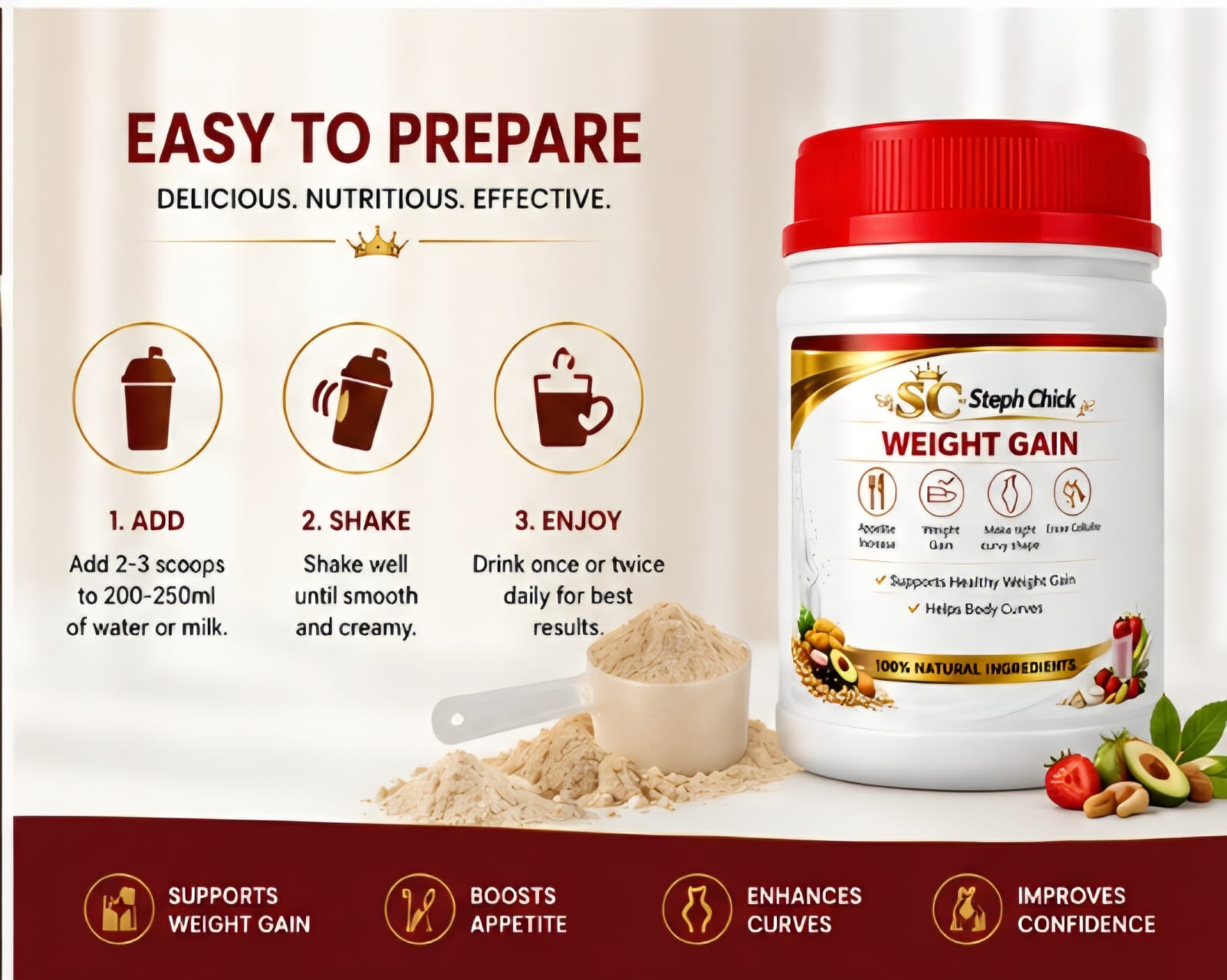 Steph Chick Weight Gain Protein Powder - Premium Daily Nutrition Supplement