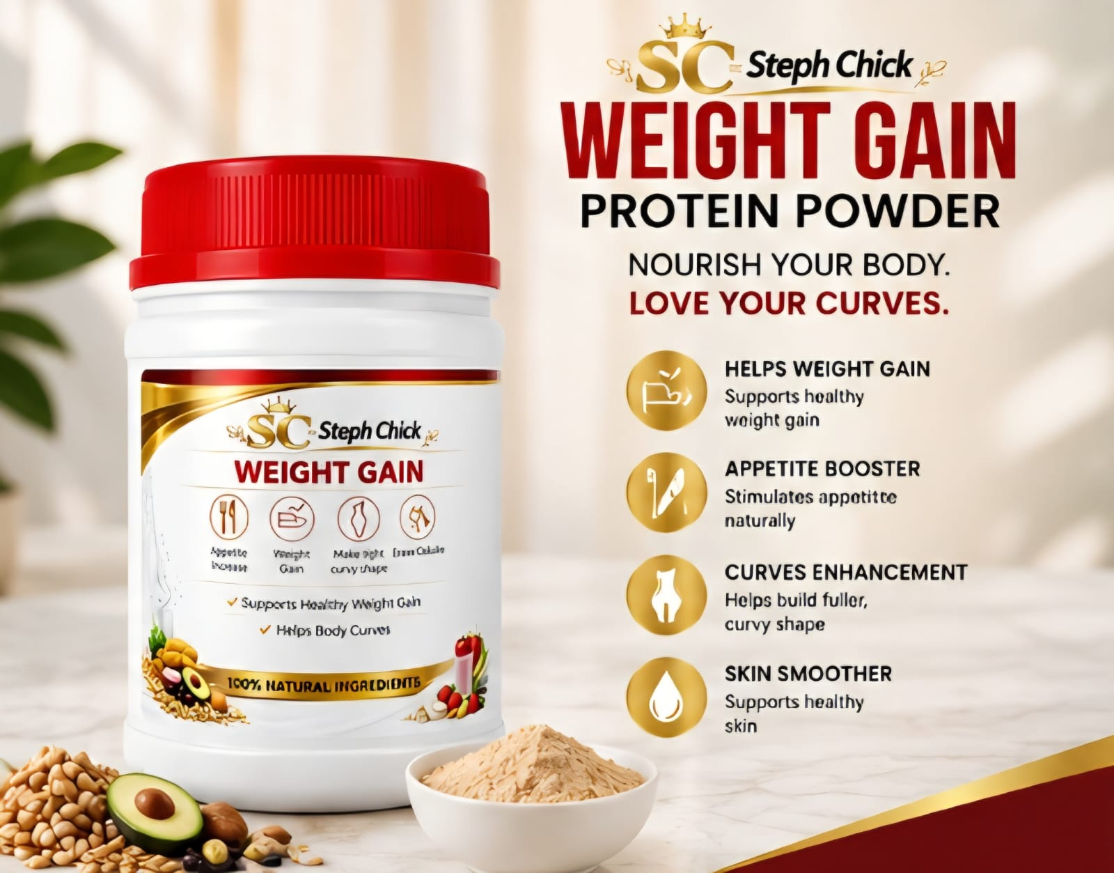 Steph Chick Weight Gain Protein Powder - Premium Daily Nutrition Supplement