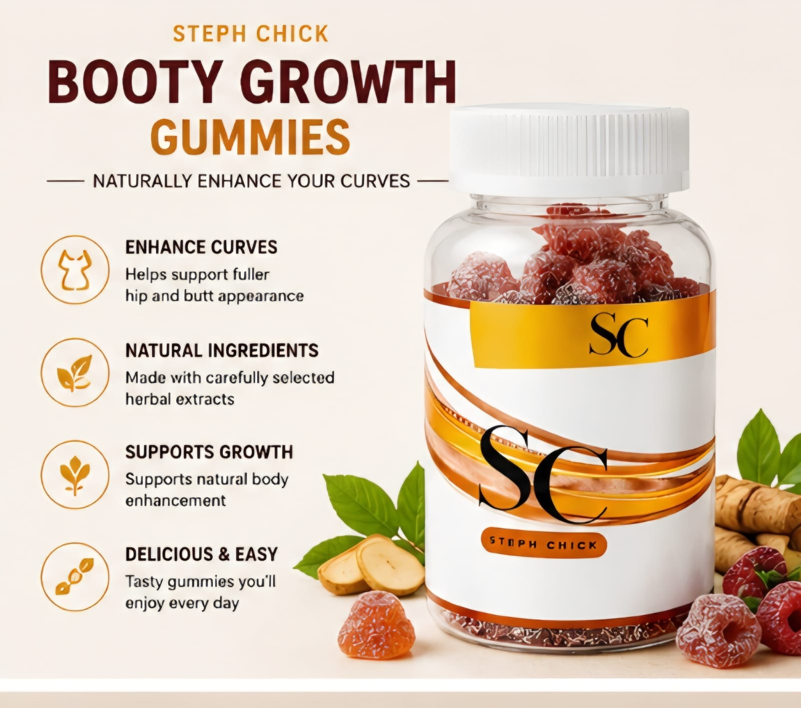 Steph Chick SC Premium Herbal Gummies Daily Wellness Supplement